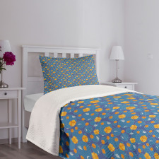Flowers and Rounds Bedspread Set