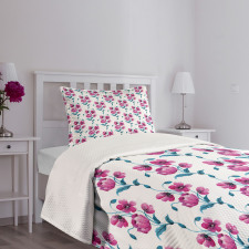 Poppies Leaves Buds Bedspread Set