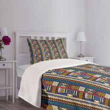 Tribal Motifs Vibrant Colors Bedspread Set