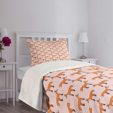 Cartoon Smiling Animal Pattern Bedspread Set