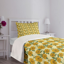 Graphical Flowers Bedspread Set