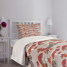 Jungle Fall Mushrooms Bedspread Set