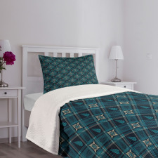 Floral and Checkered Bedspread Set