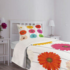 Vivid Petals on Stripe Bedspread Set