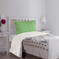 Colorful Citrus Leaves Art Bedspread Set