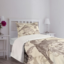 Old Birds and Flowers Bedspread Set