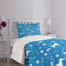 Dogs and Items Bedspread Set