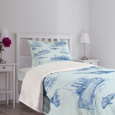 Wildlife Shark Boat Bedspread Set