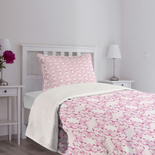 Delicate Striped Floral Bedspread Set