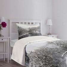 Trees in Cold Day Lake Bedspread Set