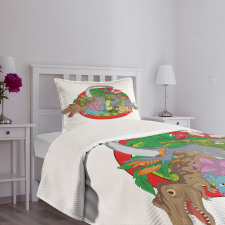 Tropical Plants Leaves Bedspread Set