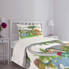 Cartoon Group Dinosaur Bedspread Set