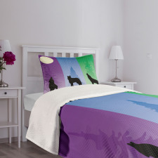 Wolf at Night Howling Bedspread Set