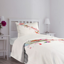 Colorful Notes Butterfly Bedspread Set