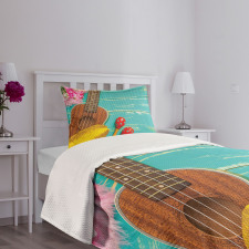 Hawaiian Summer Ukulele Bedspread Set