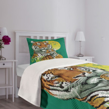 Tiger Family in Jungle Bedspread Set