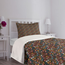 Nostalgic Flowers Leaves Bedspread Set