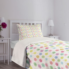 Colorful Paint Blots Flowers Bedspread Set