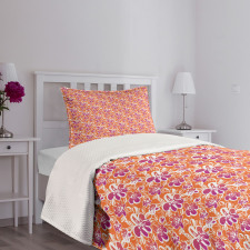 Hand Drawn Flowers Bedspread Set