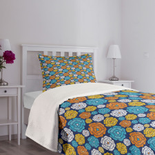 Folkloric Look Flower Art Bedspread Set