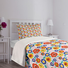 Flowers in Colorful Tones Bedspread Set