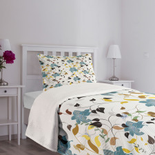 Colorful Flowers Leaf Bedspread Set