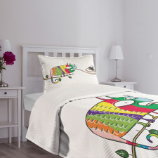 Chameleon on Branch Bedspread Set