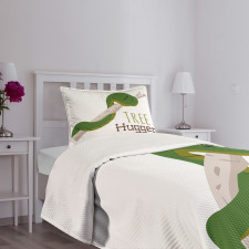 Cartoon Snake Mascot Love Bedspread Set