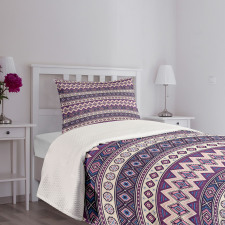 Purple Art Tribal Triangles Bedspread Set