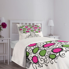 Pink Green Spring Tree Bedspread Set