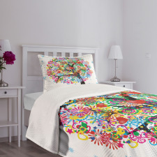 Blooming Flowers Heart Bedspread Set