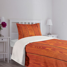 Wood Timber Floor Orange Bedspread Set