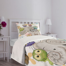 Elephant and Owls Love Bedspread Set