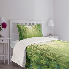 Bamboo Trees in Forest Bedspread Set