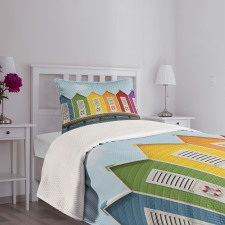 Colorful Cabins Sea Bedspread Set