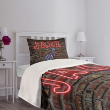 All Jazz Sign Brick Wall Bedspread Set