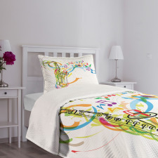 Saxophone Wavy Notes Bedspread Set