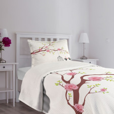Roses Blossoms Birds Bedspread Set