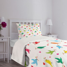 Heart Branches Colorful Bedspread Set
