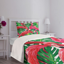 Retro Exotic Leaves Bedspread Set