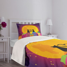 Cats on the Roof Heart Bedspread Set