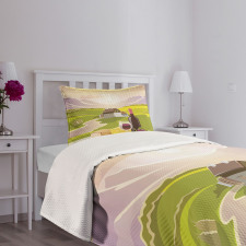 French Countryside Scene Bedspread Set