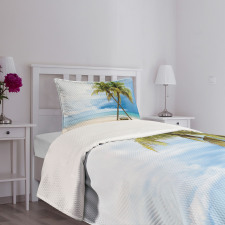 Beach Palm Trees Rock Bedspread Set