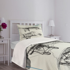 Aircraft Jets in Sky Bedspread Set