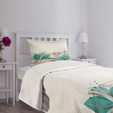 Retro Hibiscus Art Bedspread Set