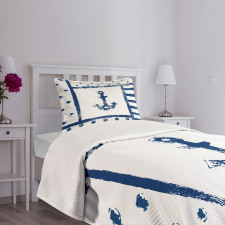 Grunge Boat Navy Theme Bedspread Set