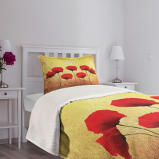 Retro Poppy Flowers Bedspread Set