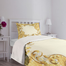 Golden Floral Ornament Bedspread Set