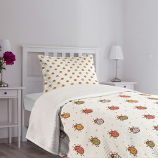 Pastel Colored Ladybugs Bedspread Set