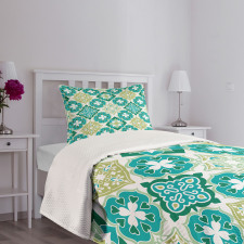 Geometric Colored Tiles Bedspread Set